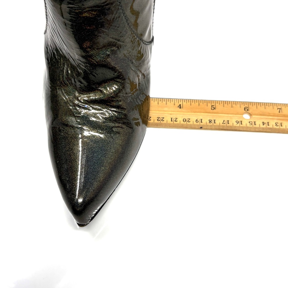 Holographic Metallic Green Patent Knee High Boots 38 - Picture 10 of 15